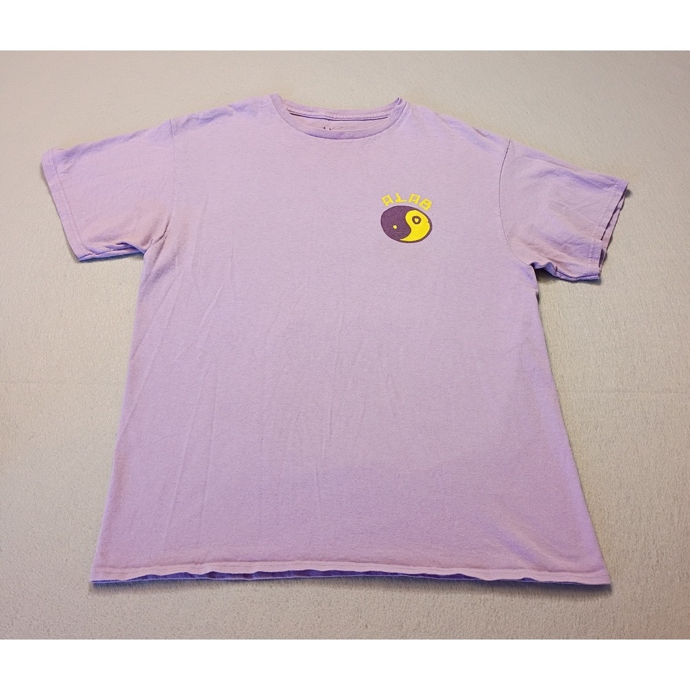 ALAB Shark on a Skateboard Purple Tee T-Shirt Size L Short Sleeve Distressed‎